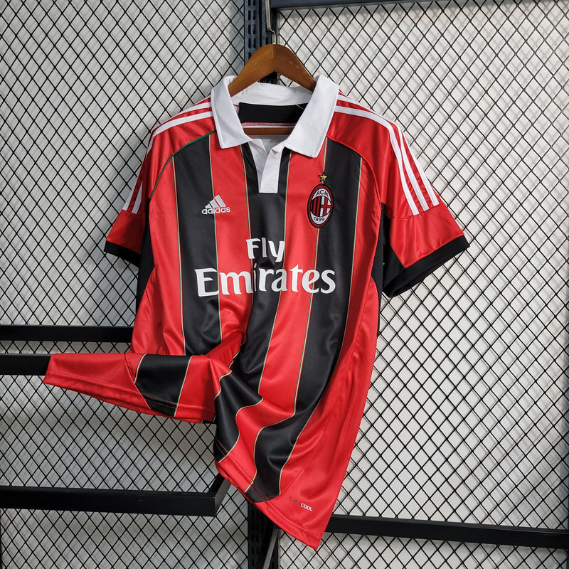 CAMISOLA RETRÔ DO MILAN 12/13 VERMELHO E PRETO