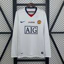 CAMISOLA RETRÔ MANCHESTER UNITED BRANCA 07/08 MANGA COMPRIDA